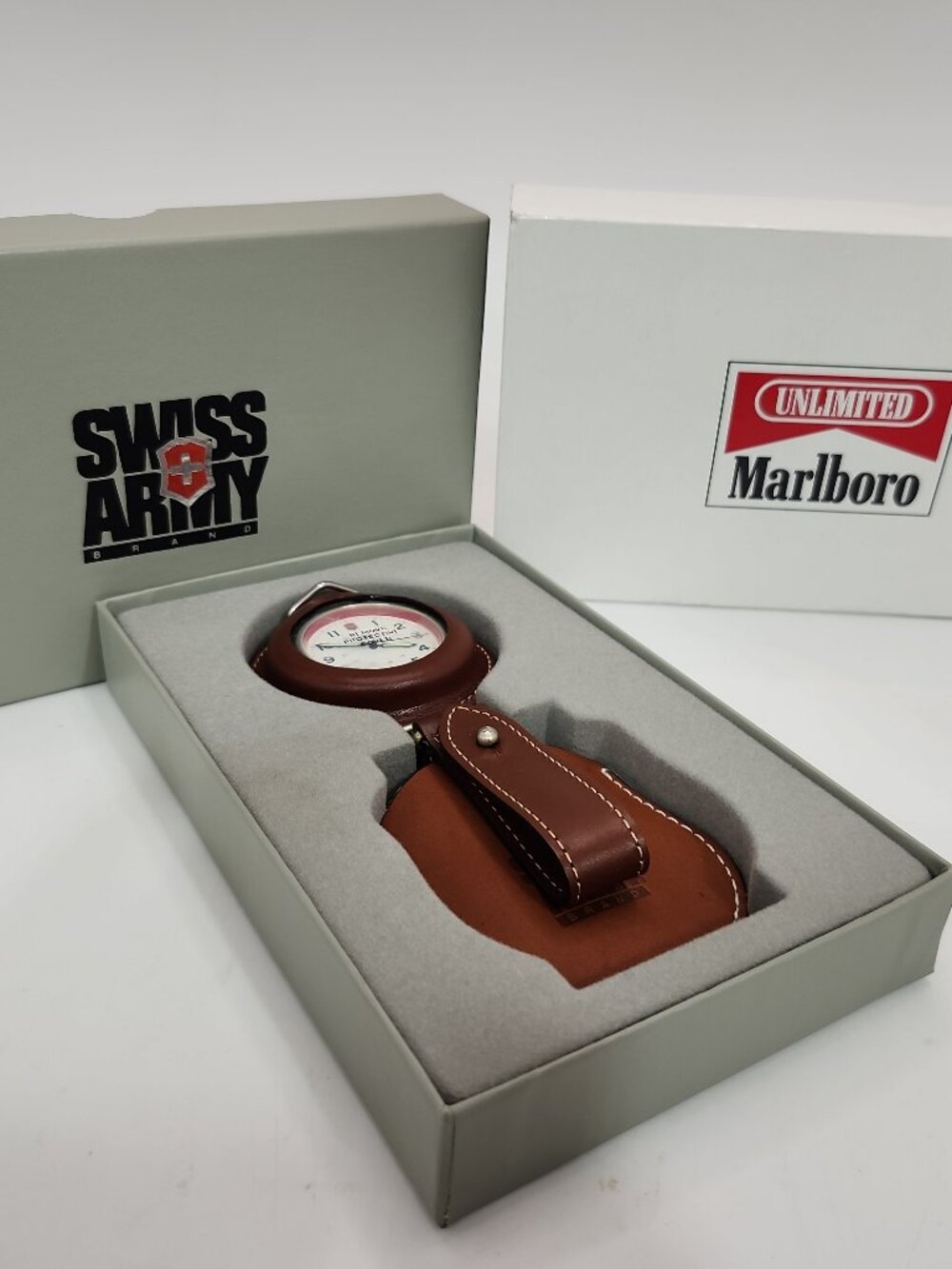 Vintage Unlimited II Swiss Army Marlboro Pocket Watch with Box & Papers NOS